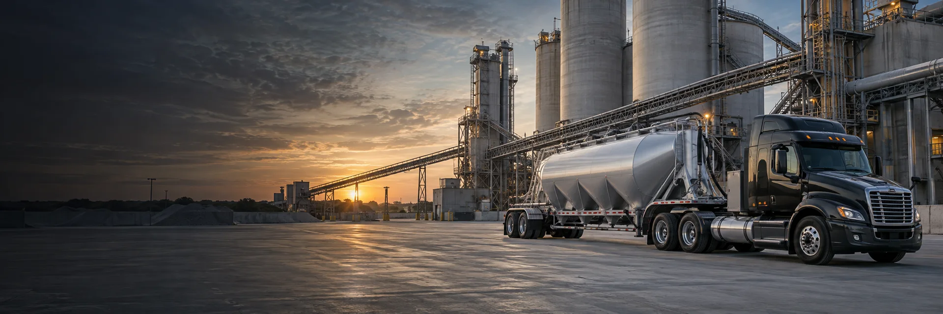 Illustrative dry bulk truck at a cement materials terminal